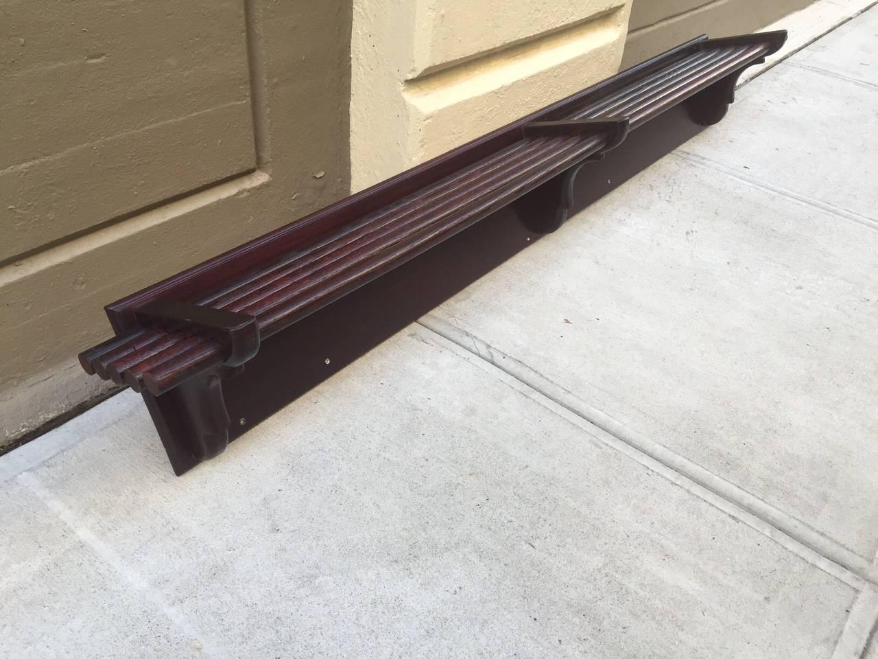 Architectural Mahogany and Oak Mounted Coat Rack In Good Condition For Sale In New York, NY