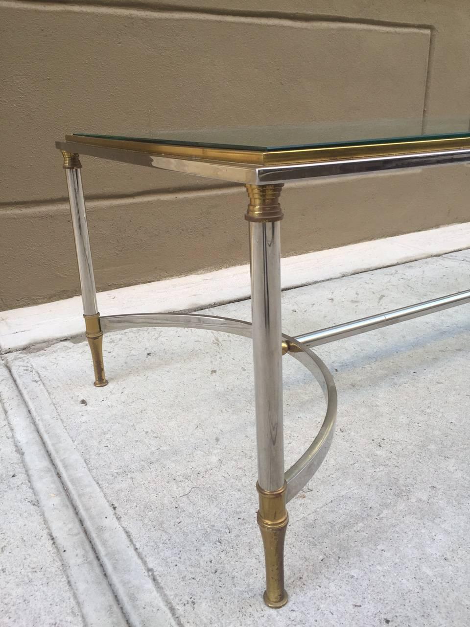 Bronze and Steel Coffee Table Style of Maison Jansen  In Good Condition In New York, NY