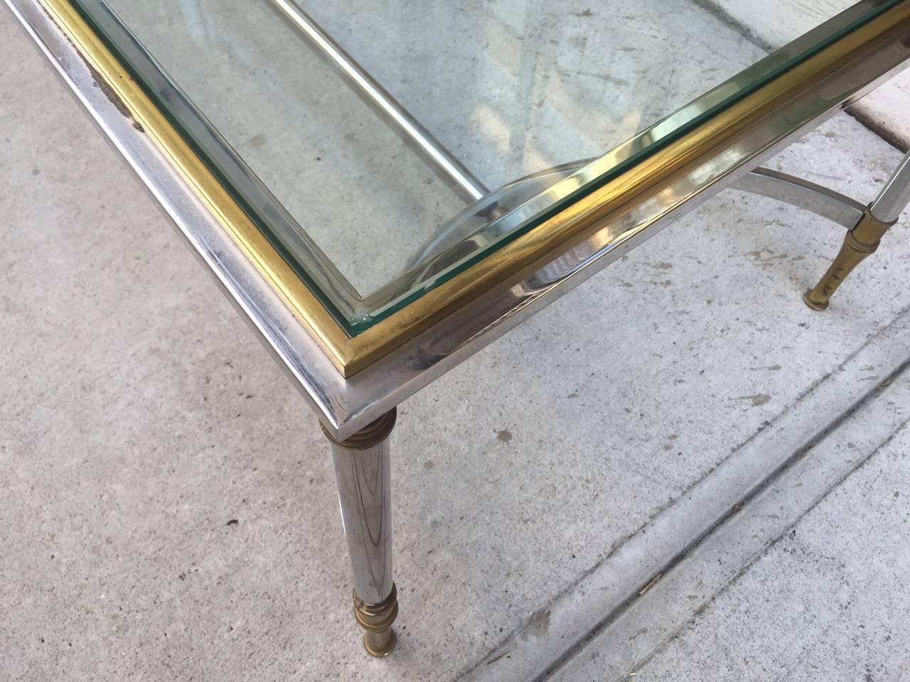Mid-20th Century Bronze and Steel Coffee Table Style of Maison Jansen 