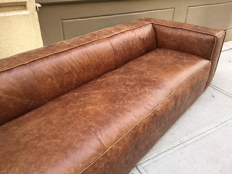 Pair of Contemporary Distressed Leather Sofas For Sale at 1stdibs
