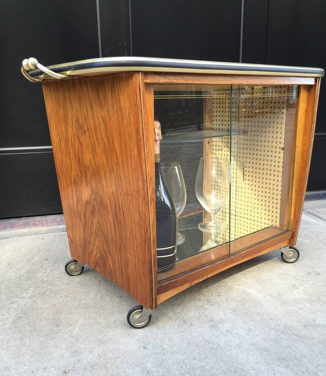 Italian Rosewood Liquor Cabinet / Bar Cart For Sale at 1stDibs