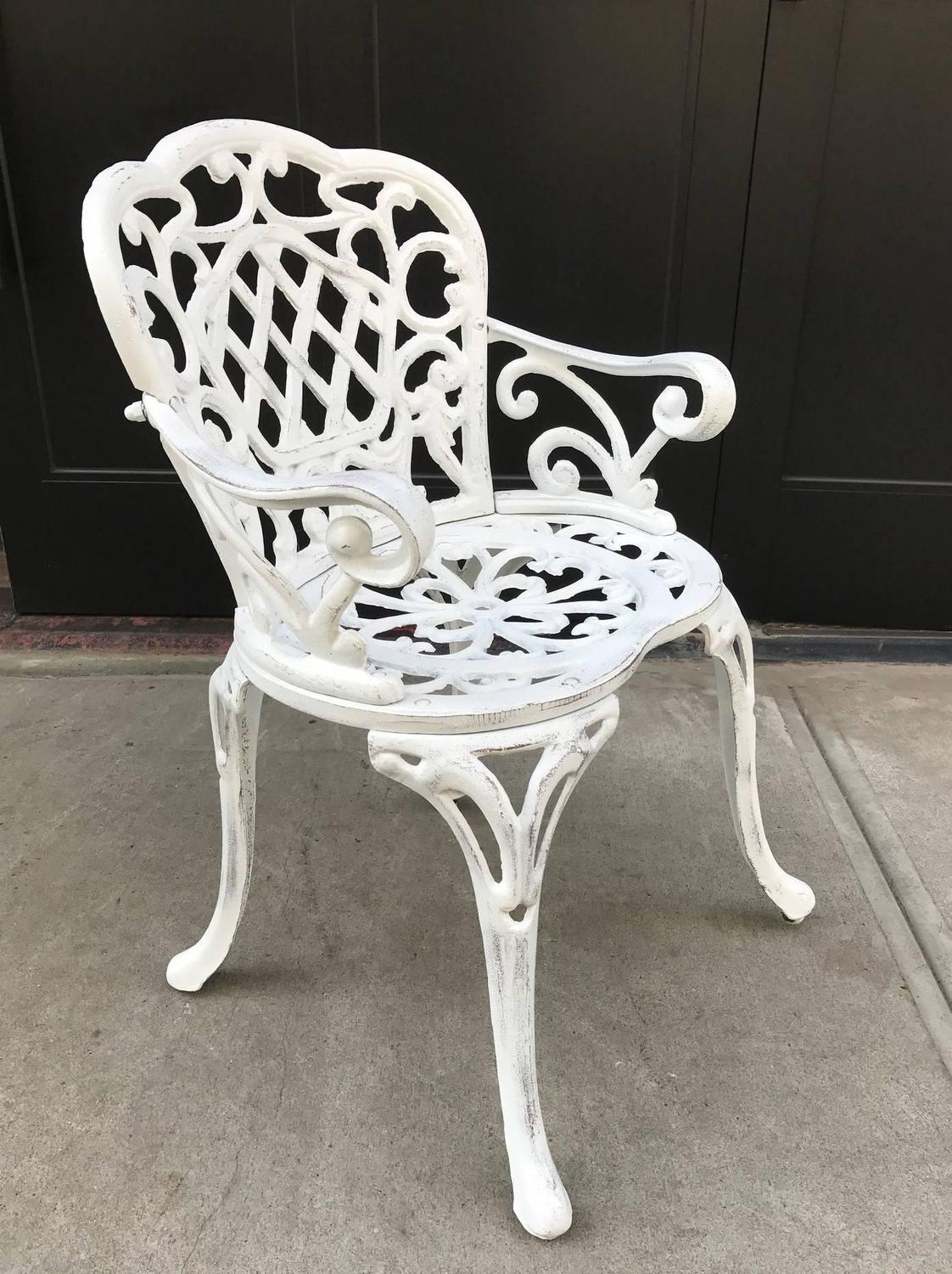 Set of Four Early Cast Iron Garden Chairs For Sale at 1stdibs