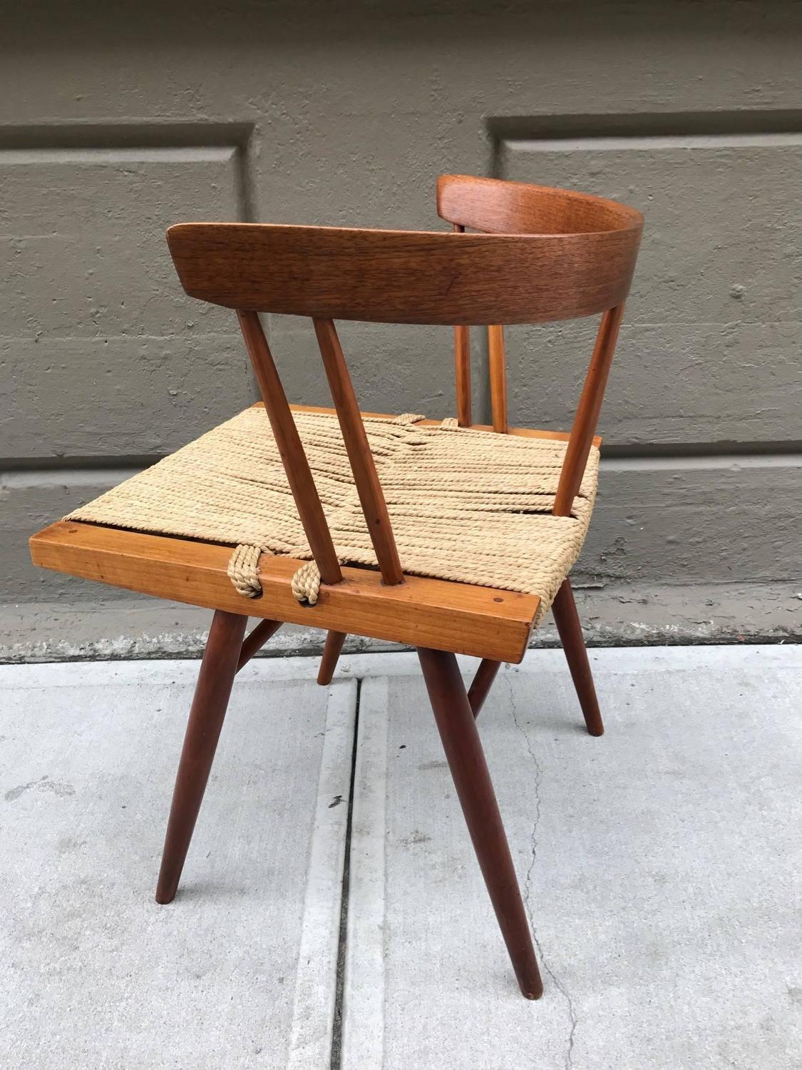 Pair of Nakashima Grass Seat Chairs For Sale at 1stdibs