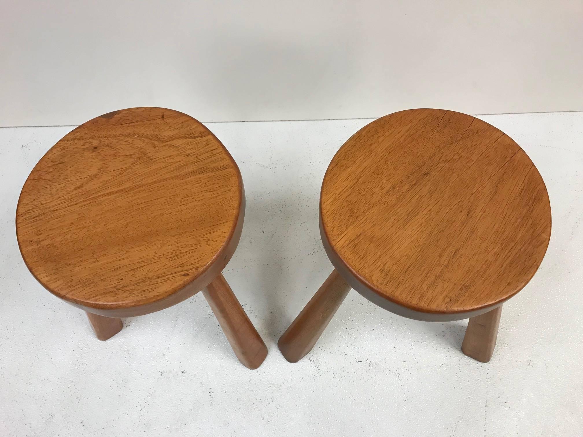 Mid-Century Modern Pair of Charlotte Perriand Style Stools  For Sale