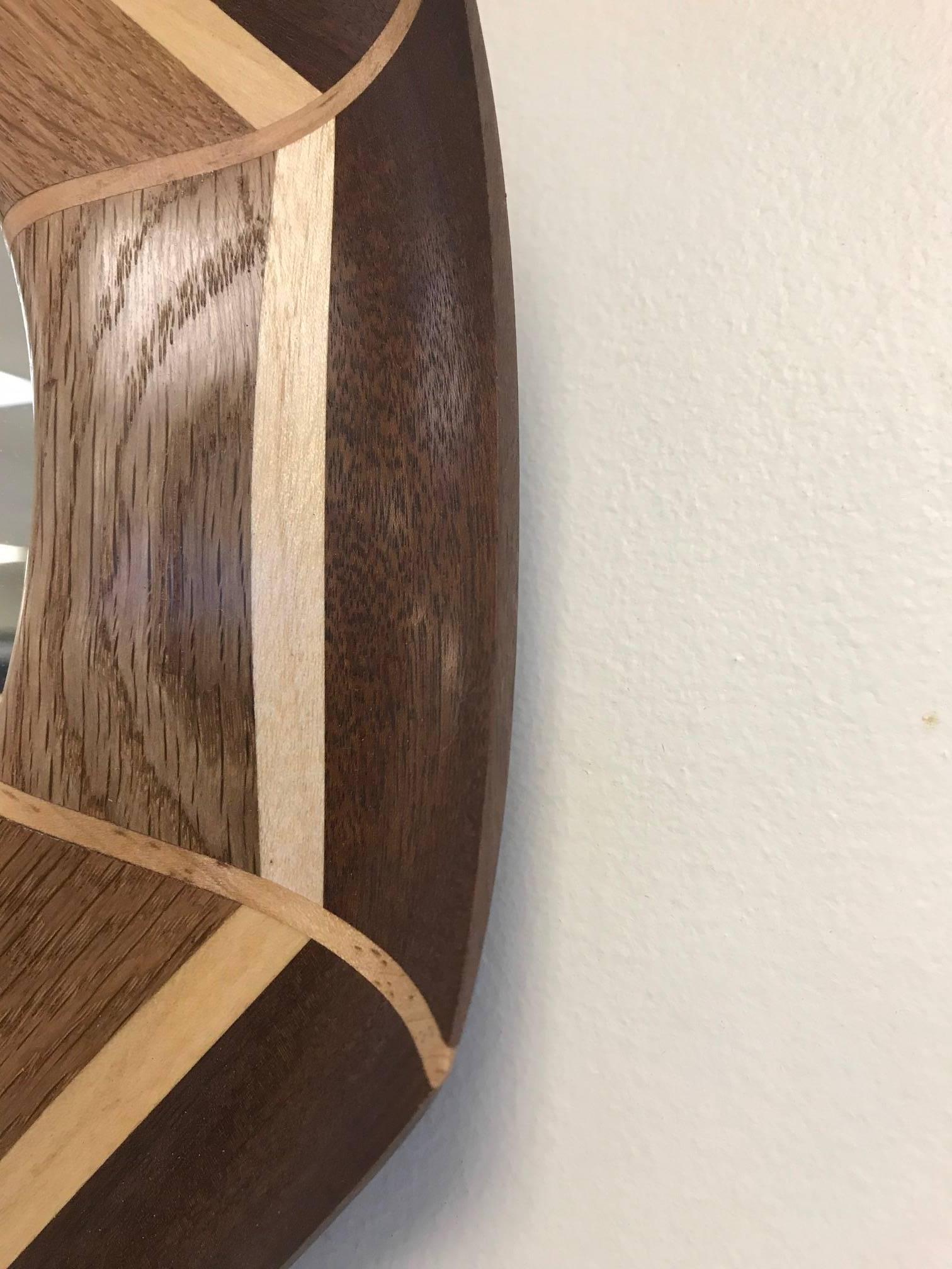 Custom Oak and Walnut with Maple Inlay Mirror In Excellent Condition In New York, NY