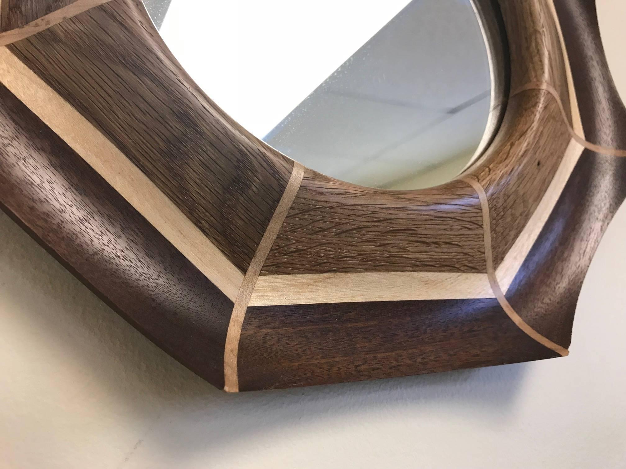 Modern Custom Oak and Walnut with Maple Inlay Mirror