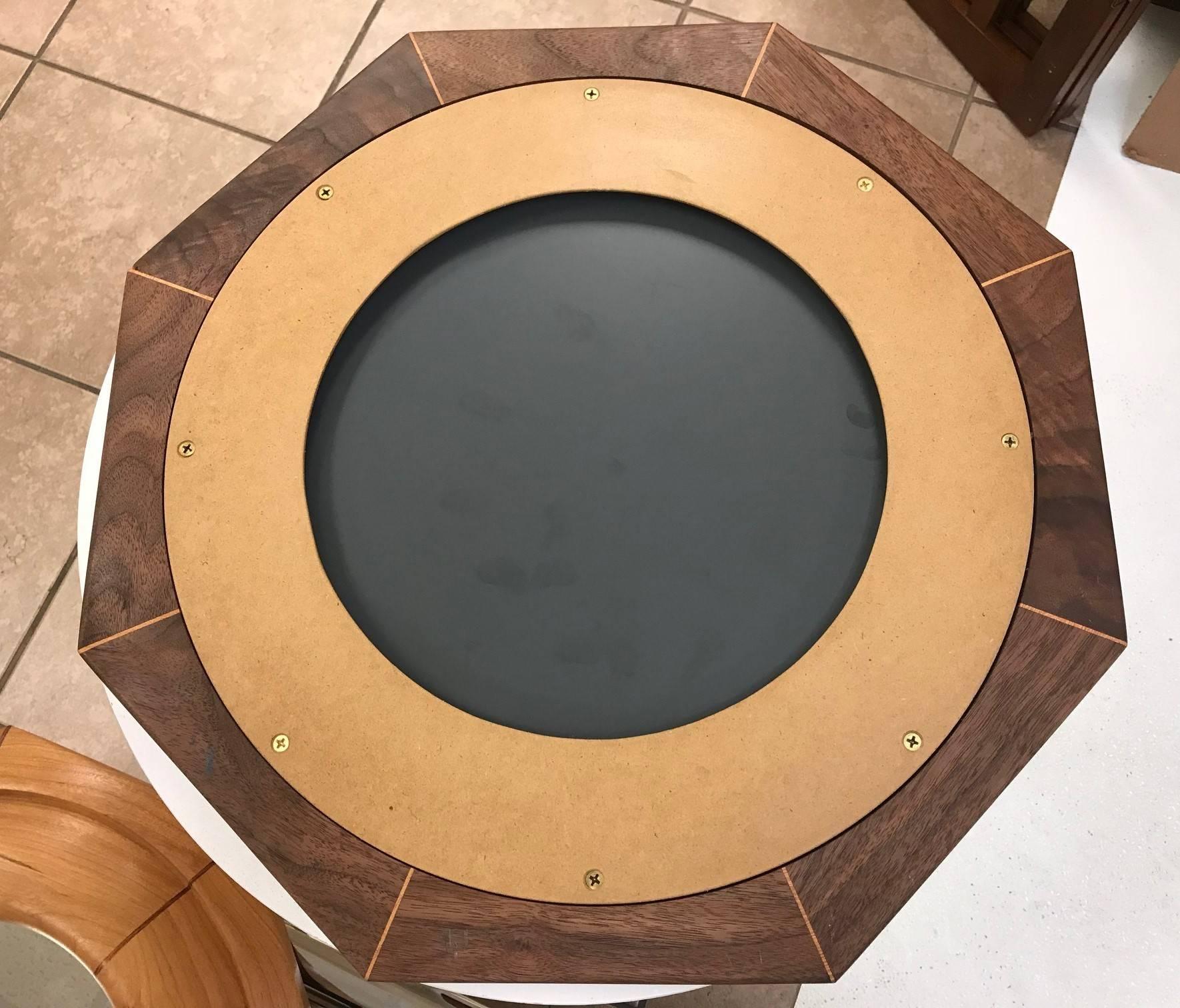 Custom Solid Walnut Octagonal Mirror In Excellent Condition In New York, NY