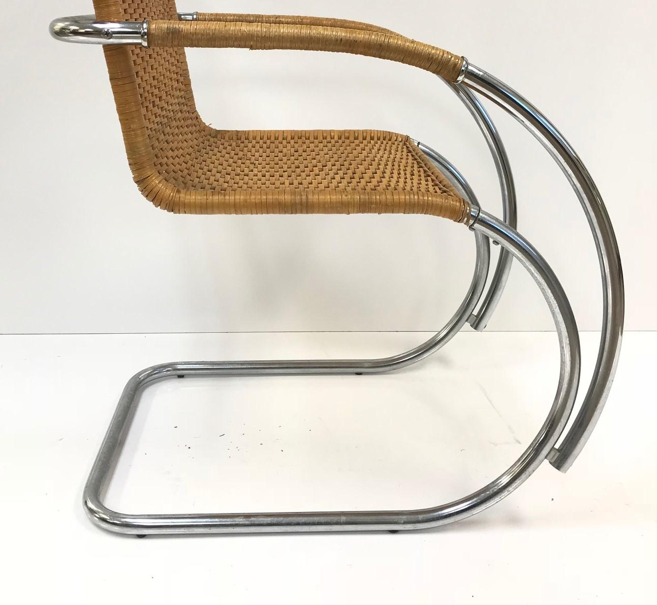 Mid-Century Modern Set of Four Ludwig Mies van der Rohe MR20 Chairs