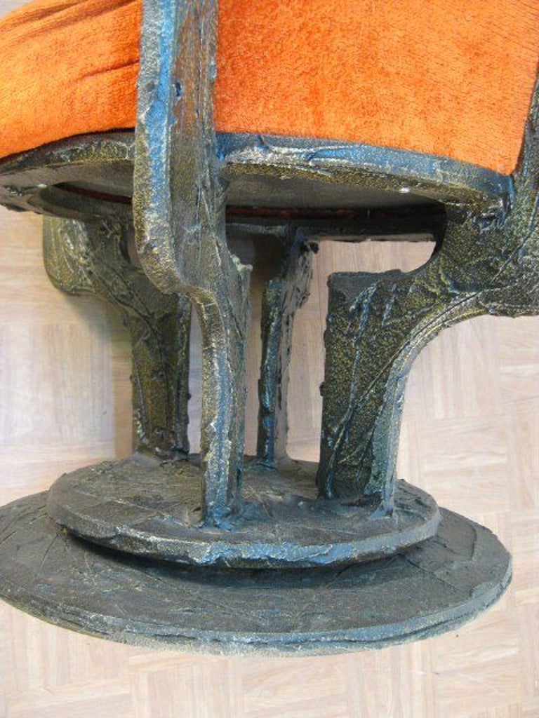 Set of Four Paul Evans Sculpted Bronze Chairs For Sale 4