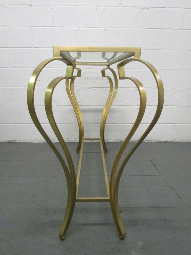Hollywood Regency Iron Gold Gild Console Table In Good Condition For Sale In New York, NY
