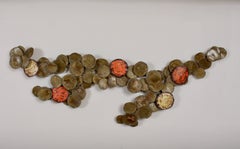 Seandel Style Brass and Sculpted Enamel "Raindrops" Wall Sculpture, C. 1970