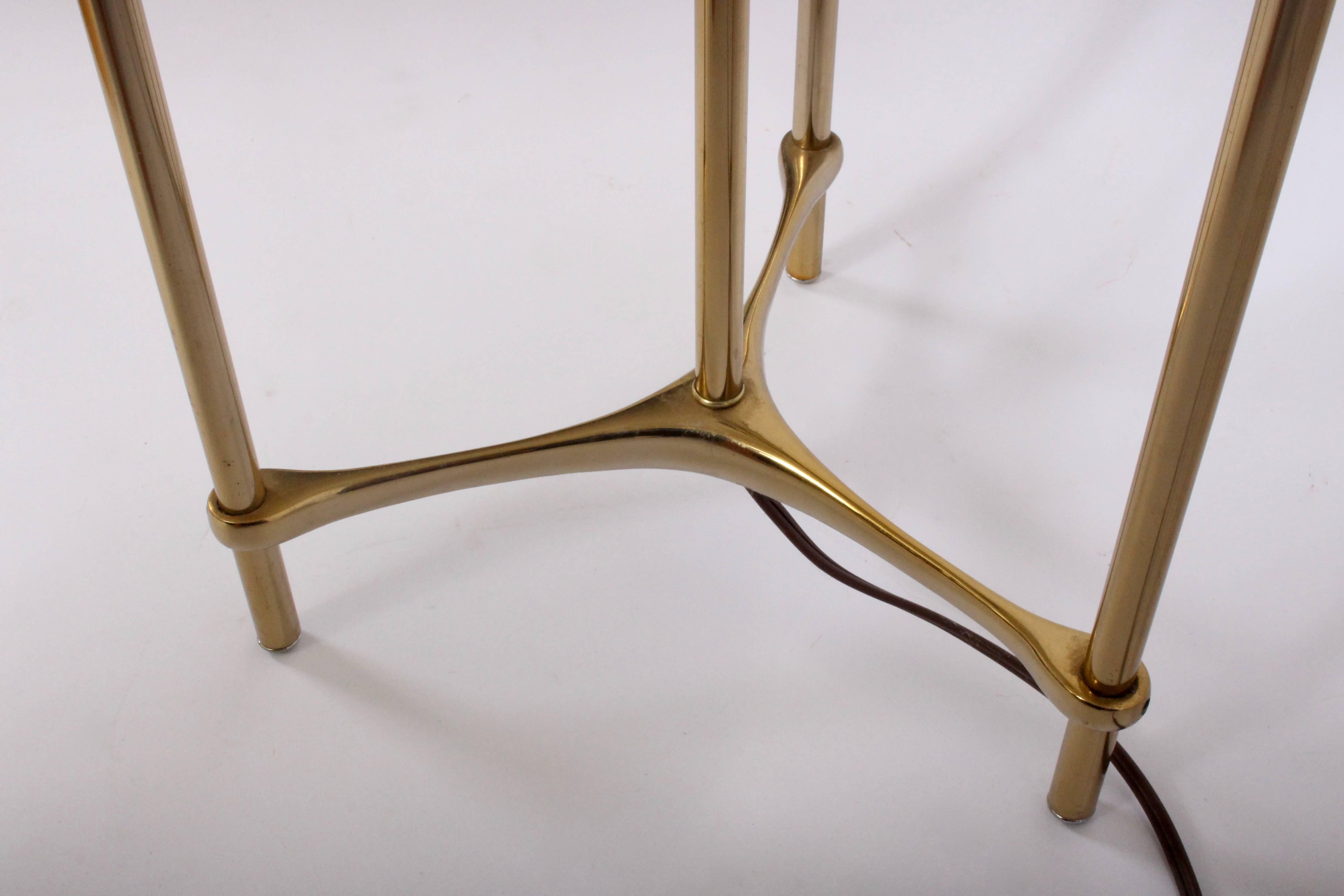 Plated 1970s Laurel Lamp Company Brass and Side Table Floor Lamp