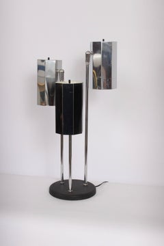 Koch & Lowy Adjustable Triple Octagon Shade Chrome Desk Lamp, 1960s