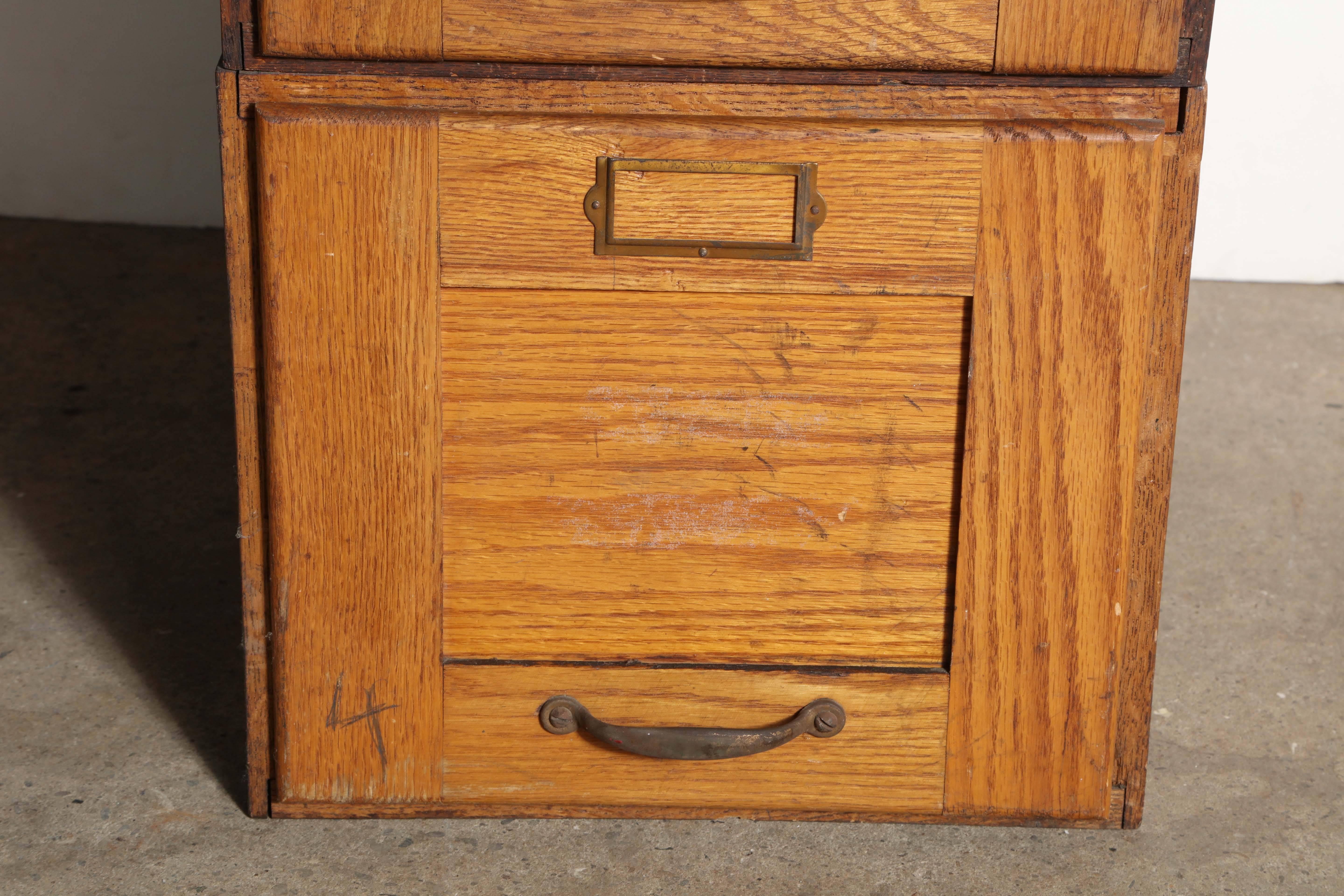 American Early 20th Century Four Stack Oak File Boxes