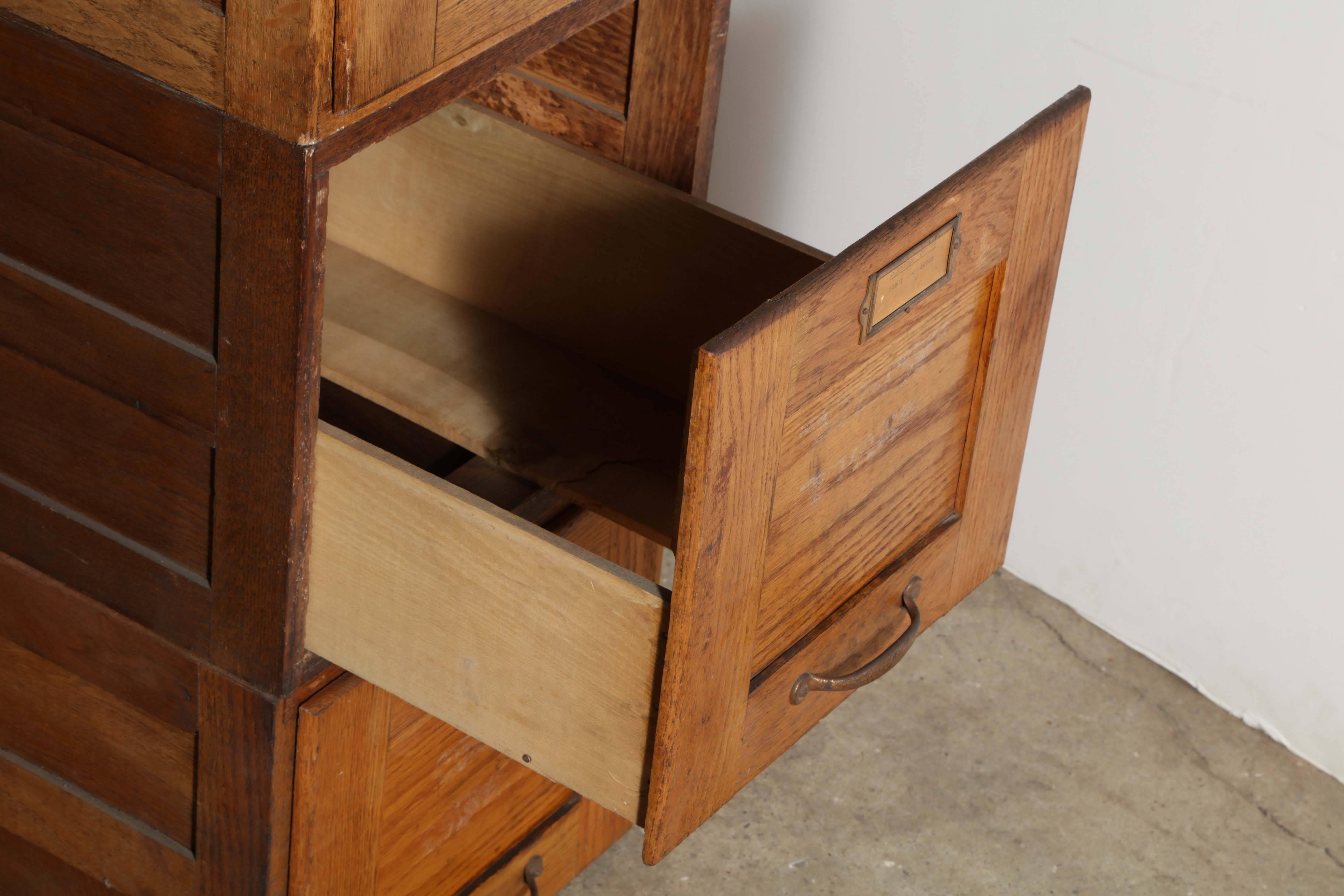 Early 20th Century Four Stack Oak File Boxes 1