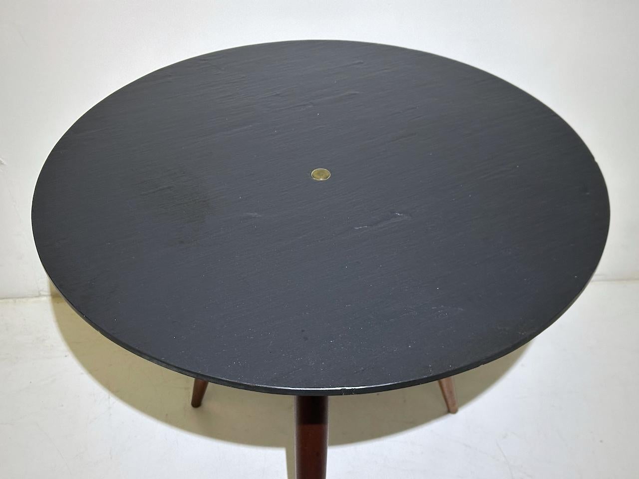 Painted Phillip Lloyd Powell Circular Charcoal Slate and Walnut Occasional Table, 1960 For Sale