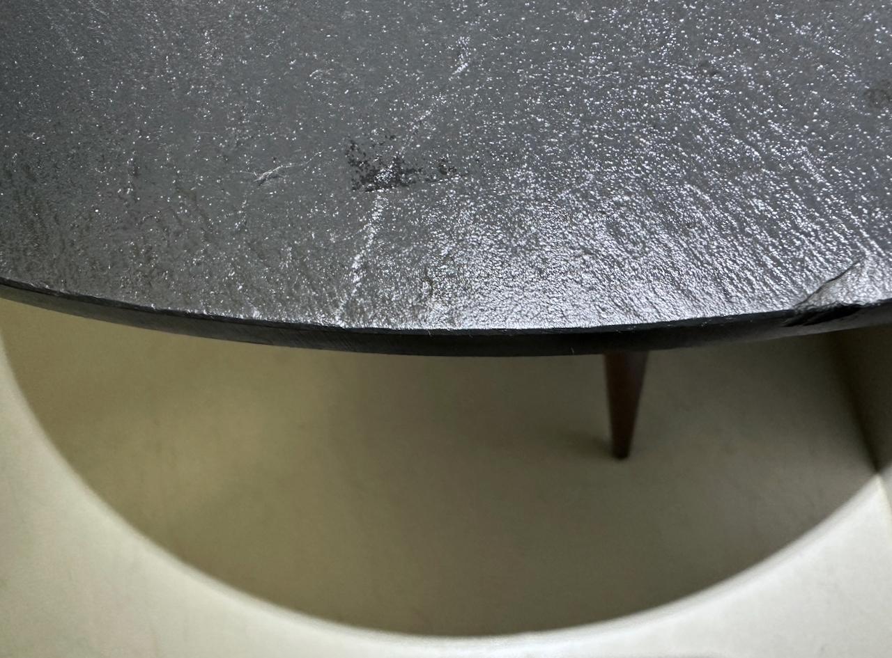 Phillip Lloyd Powell Charcoal Slate & Walnut Tripod Occasional Table, 1960 For Sale 2