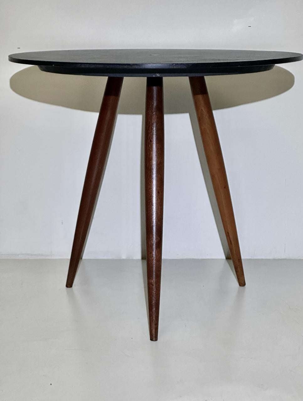 Phillip Lloyd Powell Circular Charcoal Slate and Walnut Occasional Table, 1960 For Sale 11
