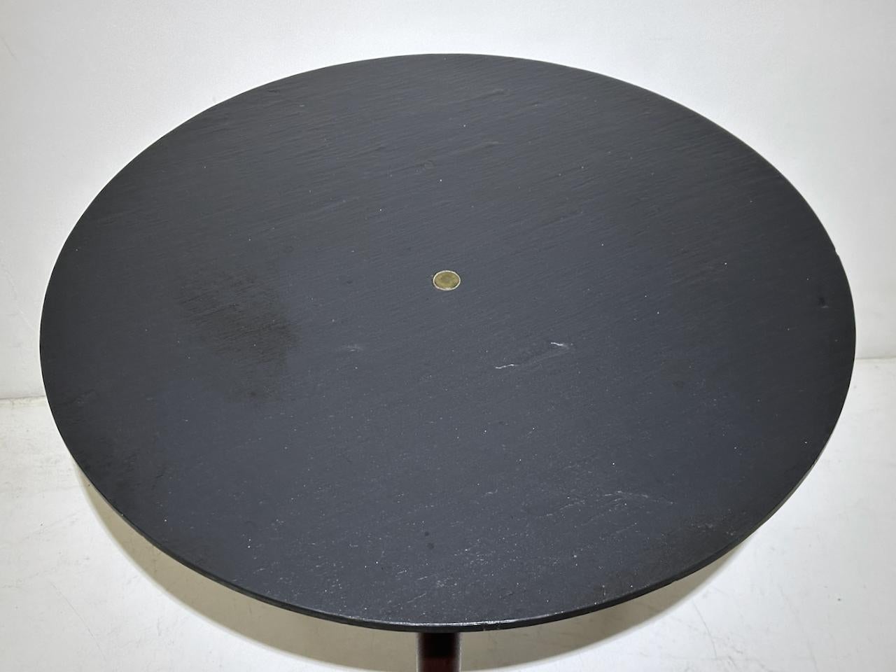Phillip Lloyd Powell Circular Charcoal Slate and Walnut Occasional Table, 1960 In Good Condition For Sale In Bainbridge, NY