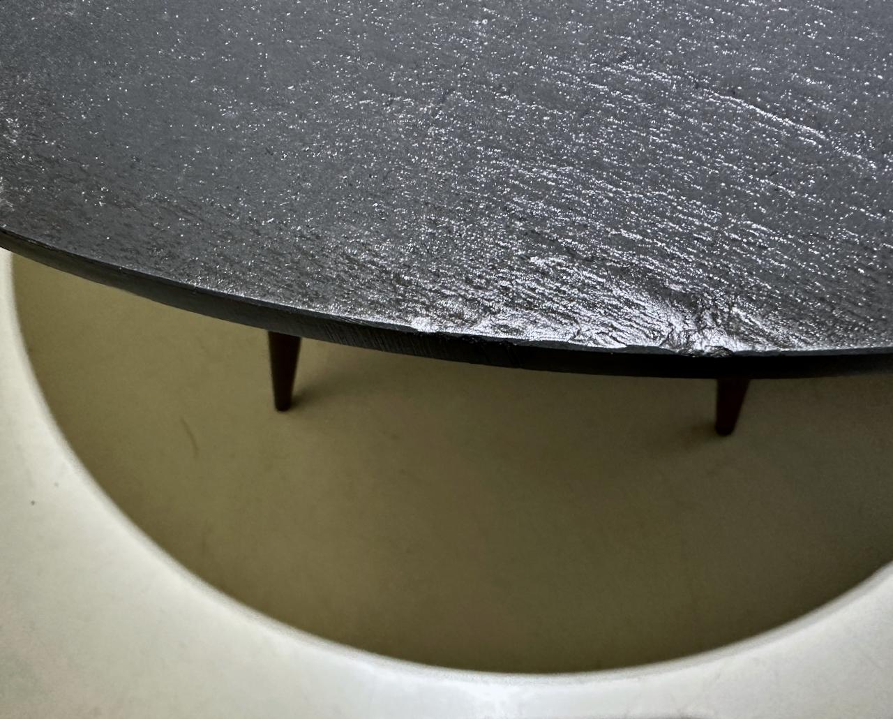 Phillip Lloyd Powell Circular Charcoal Slate and Walnut Occasional Table, 1960 For Sale 1
