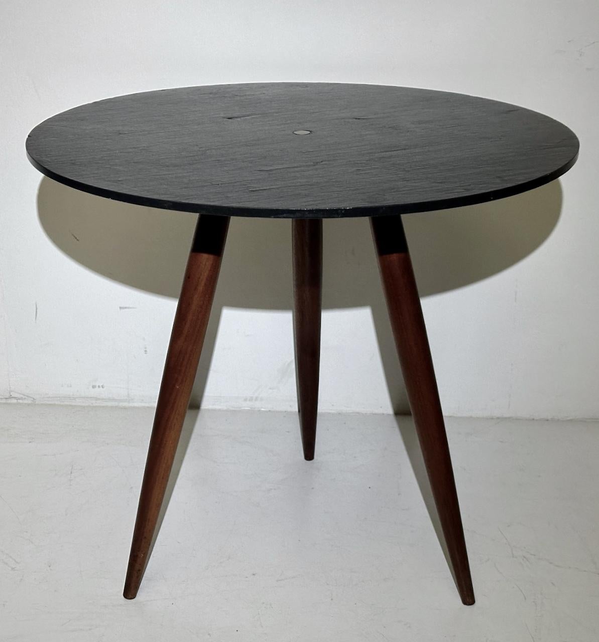 Phillip Lloyd Powell Circular Charcoal Slate and Walnut Occasional Table, 1960 For Sale 12