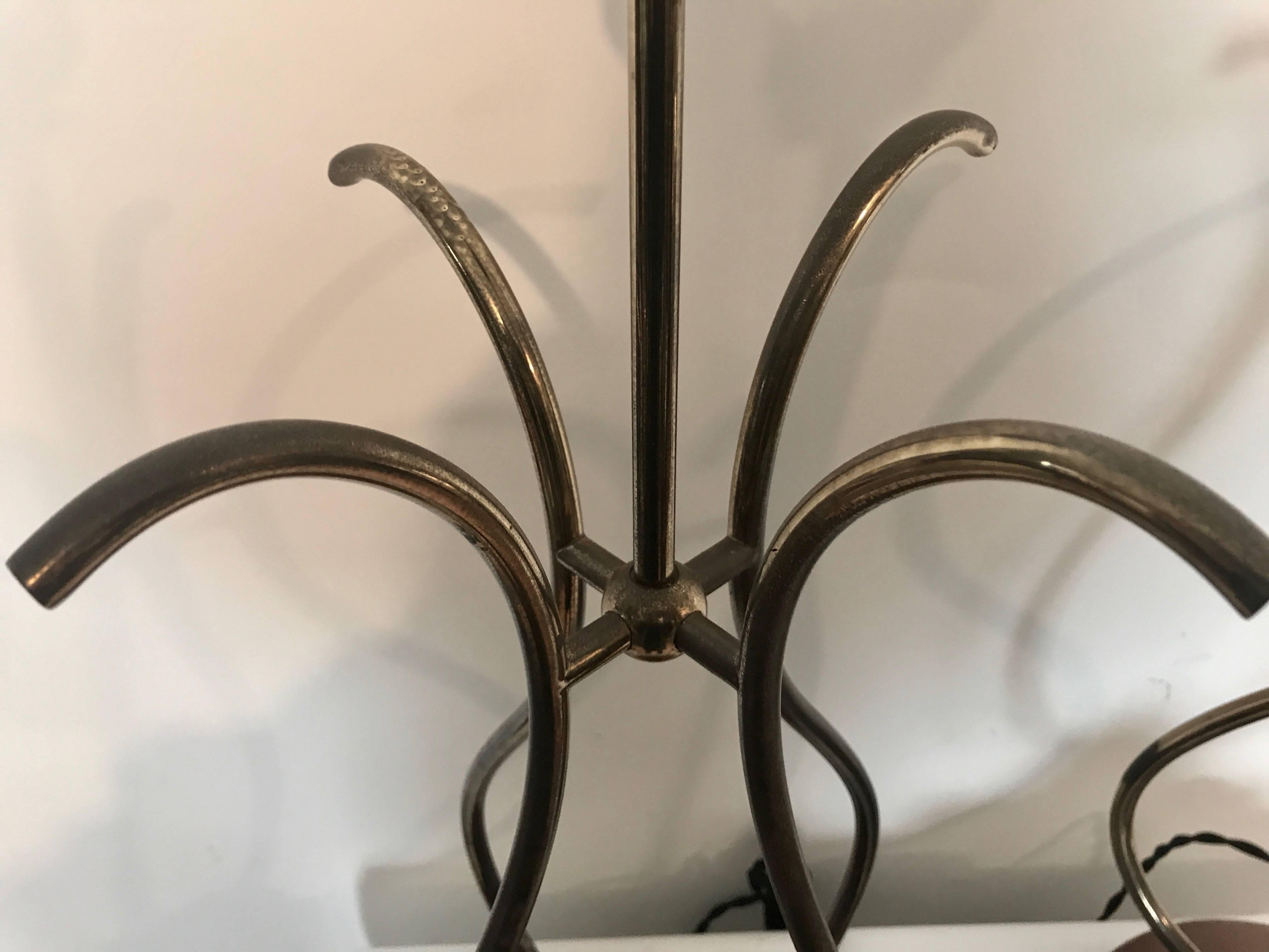 Tall Pair French Style Brass, Lucite & Walnut 