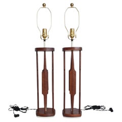 Coppia di lampade da tavolo "Catkin" di Tony Paul per Westwood, in noce e bianco, anni '50