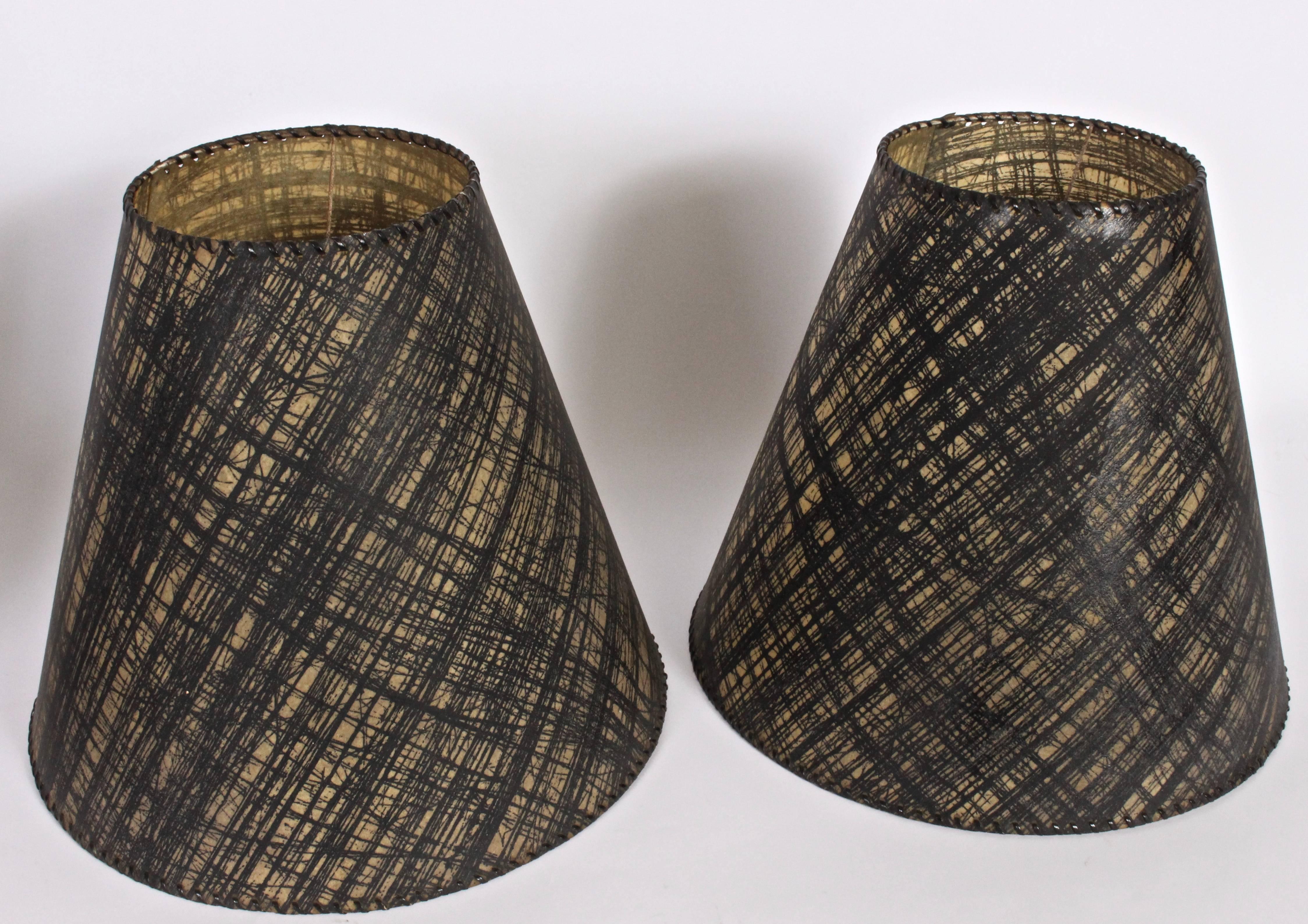 American Pair P. Sanfilippo California Modern Black & White Chalkware Table Lamps, 1950s For Sale