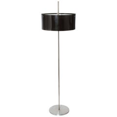 Kemp & Lauritzen Acrylux Steel, Wood Double Smoky Brown Lucite Shade Floor Lamp