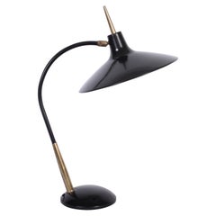 Gio Ponti for Laurel Lamp Co. Black and Brass Desk Lamp with Black Enamel Shade