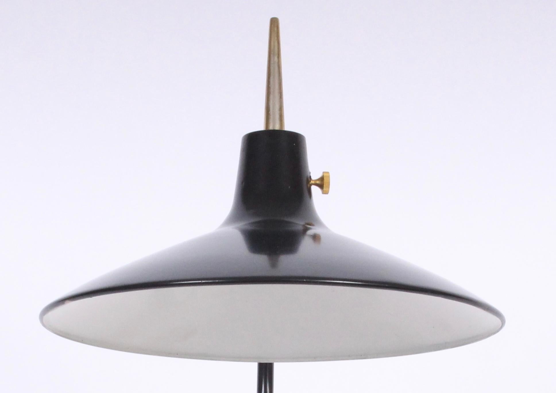 20th Century Gio Ponti for Laurel Lamp Co. Black and Brass Desk Lamp with Black Enamel Shade