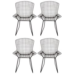 Set of Four Original Harry Bertoia for Knoll Black Wire Side Chairs, circa 1960