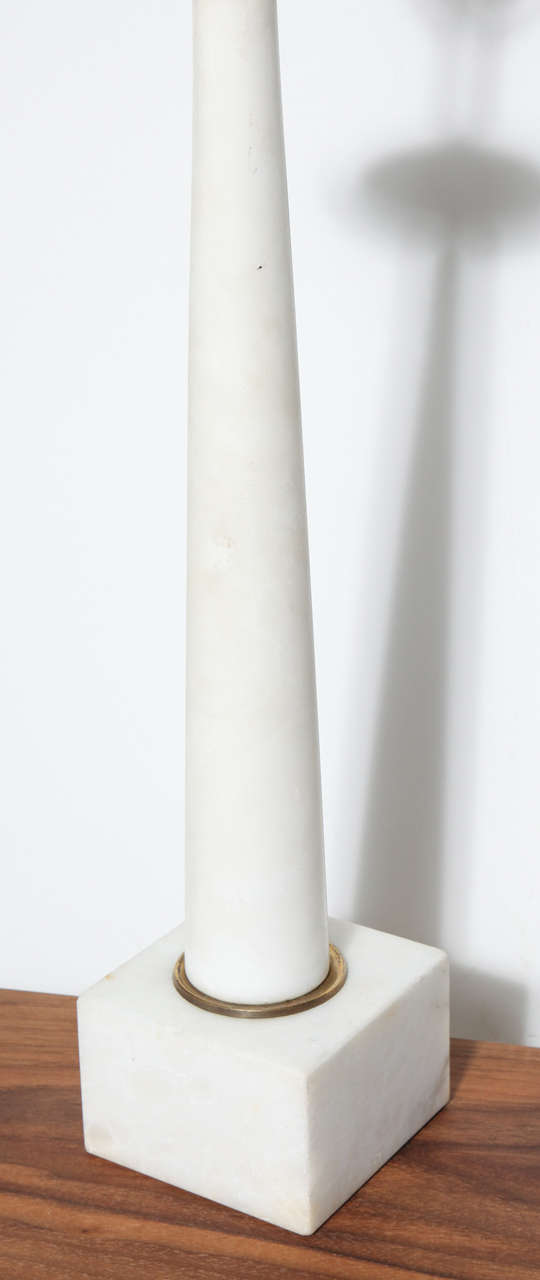 American Tall Tommi Parzinger Style Alabaster and Brass Table Lamp, circa 1960