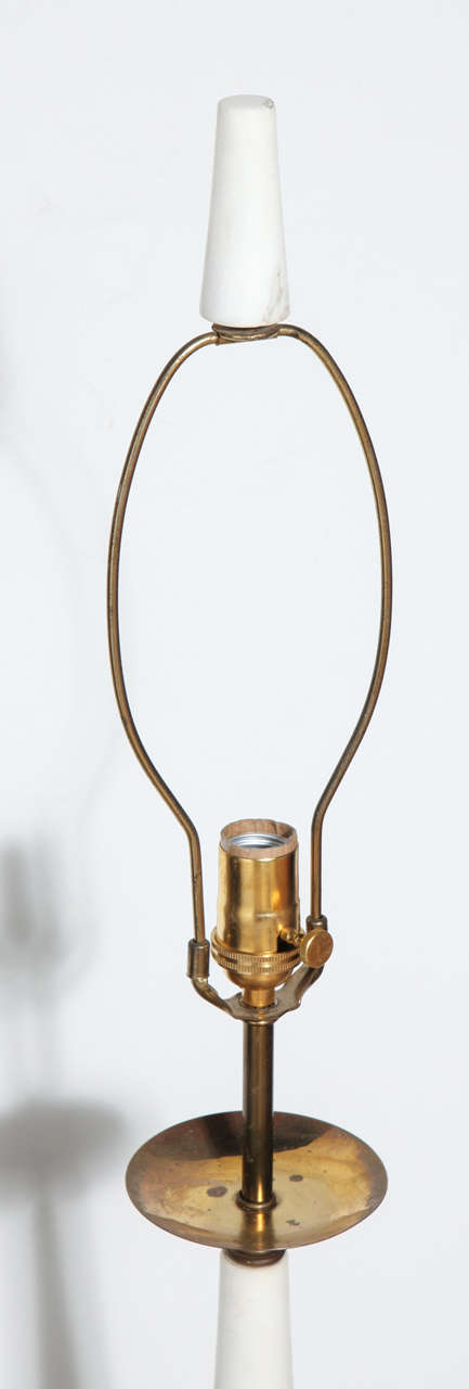 20th Century Tall Tommi Parzinger Style Alabaster and Brass Table Lamp, circa 1960
