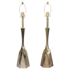 Monumental pair of Barr & Weiss for Laurel Lamp Co. Textured Brass Table Lamps