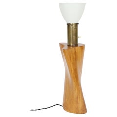 Vintage Yasha Heifetz Biomorphic Ash Table Lamp with Milk Glass Shade, 1940s