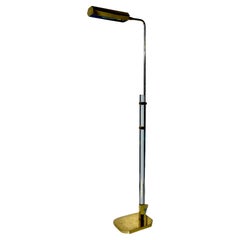 Bauer Lamp Co. Brass & Lucite Adjustable Floor Lamp with Brass Shade, 1970's