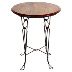 H. Andrews Oak & Twisted Wire Japan Finish Ice Cream Parlor Cafe Table, C. 1900