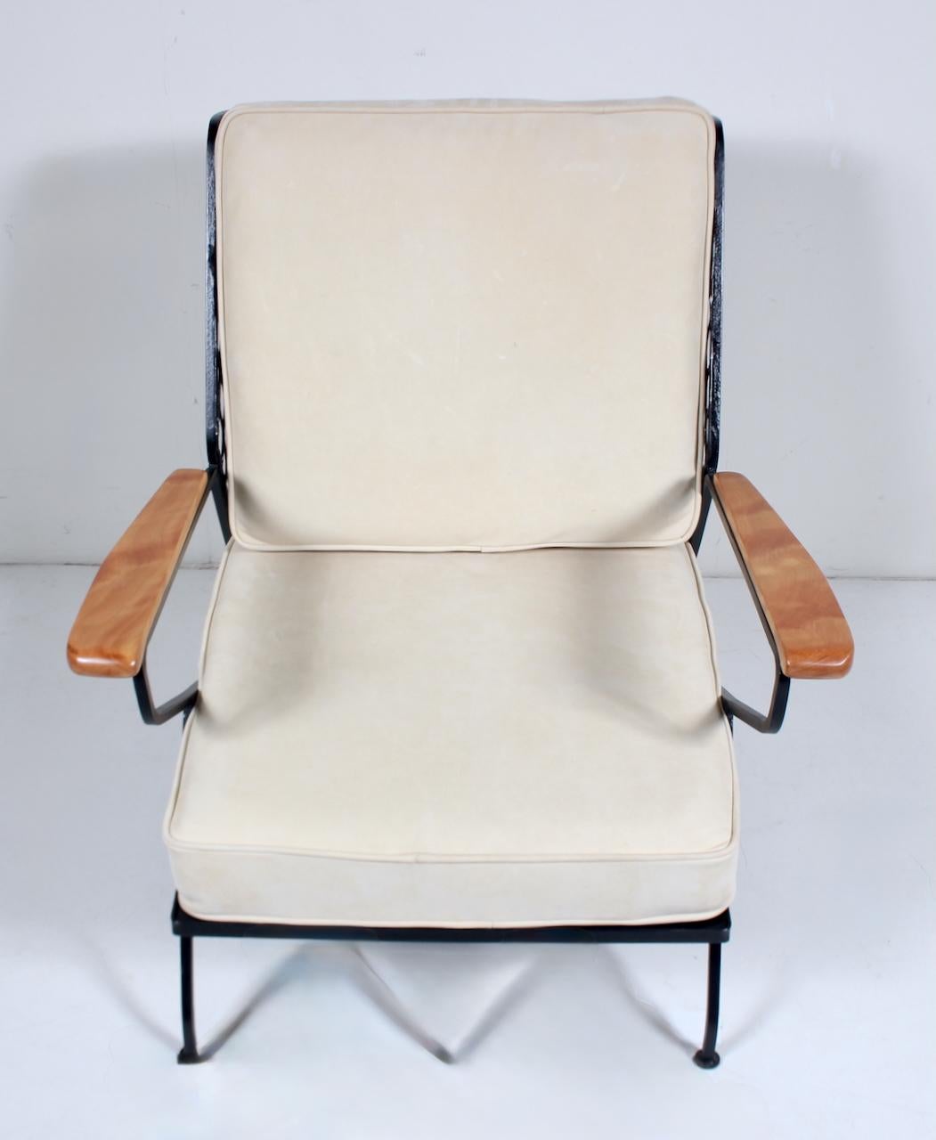 Maurizio Tempestini pour John Salterini Chaise longue en fer, érable et cuir, années 1950 en vente 3