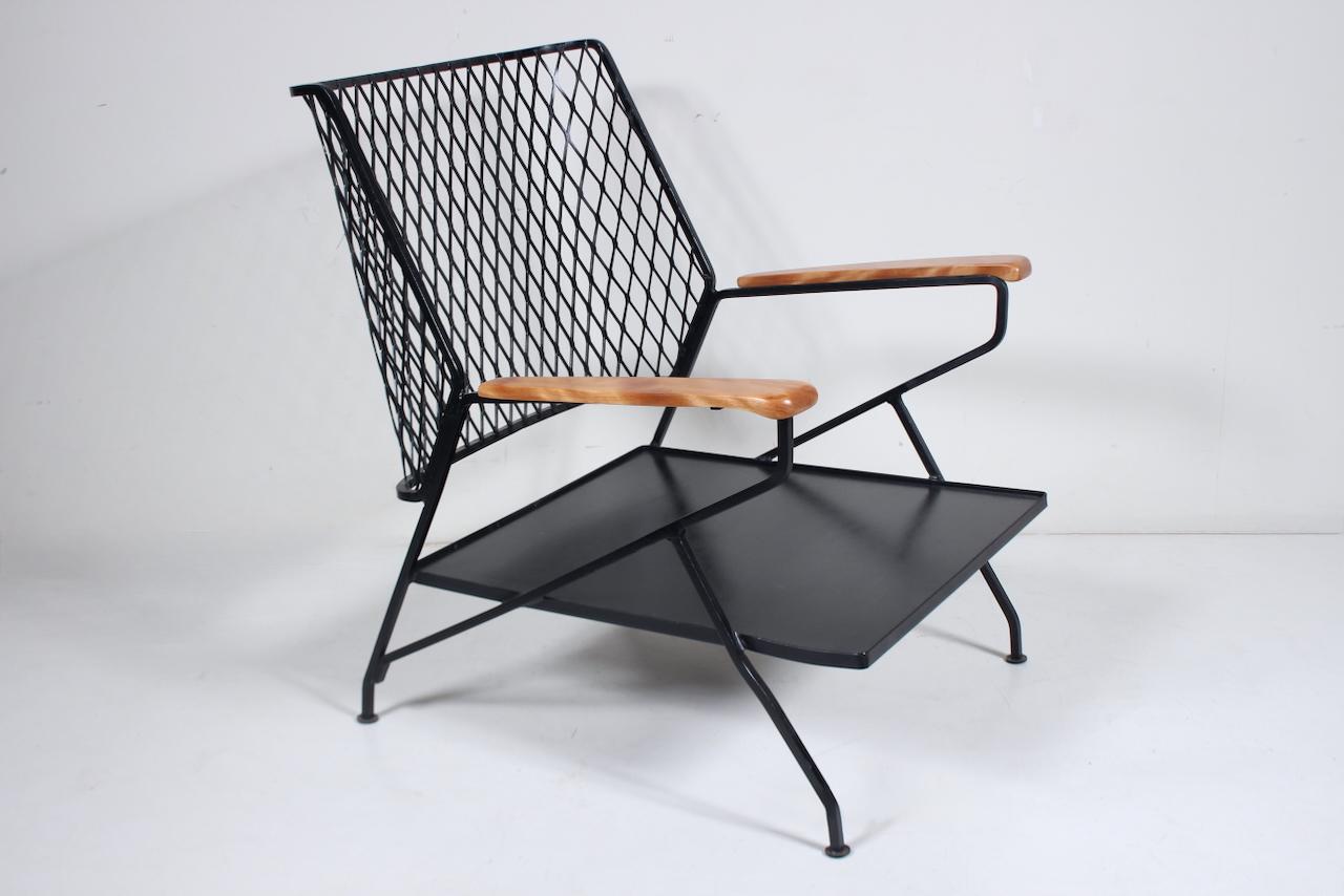 Maurizio Tempestini pour John Salterini Chaise longue en fer, érable et cuir, années 1950 en vente 8