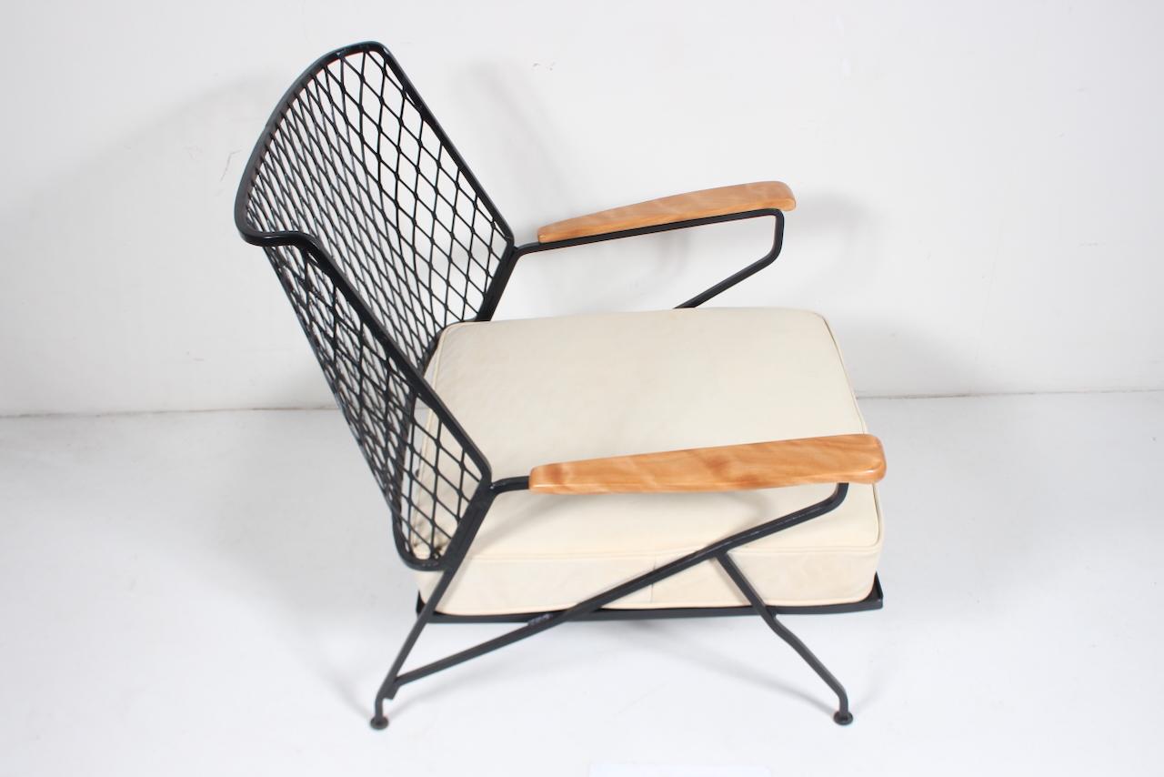 Maurizio Tempestini pour John Salterini Chaise longue en fer, érable et cuir, années 1950 en vente 6