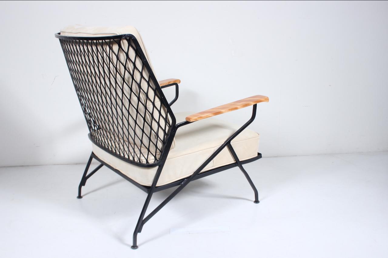 Maurizio Tempestini pour John Salterini Chaise longue en fer, érable et cuir, années 1950 en vente 1