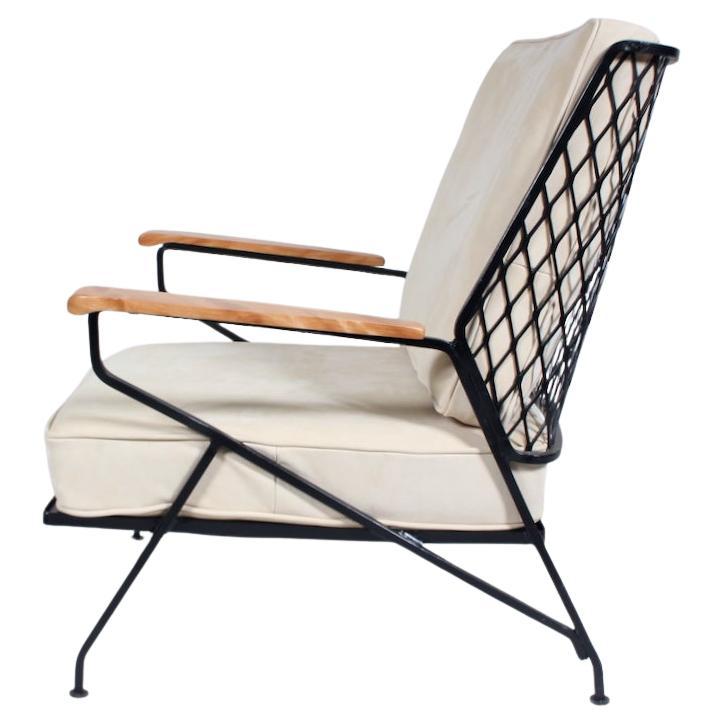 Maurizio Tempestini pour John Salterini Chaise longue en fer, érable et cuir, années 1950 en vente