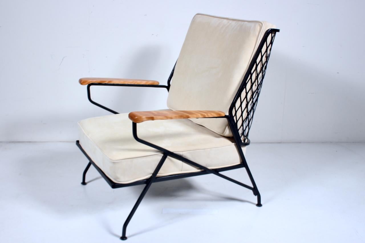 Maurizio Tempestini pour John Salterini Chaise longue en fer, érable et cuir, années 1950 en vente 12