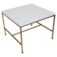 Vintage Paul McCobb Irwin Collection Brass & White Glass Occasional Table, C. 1952