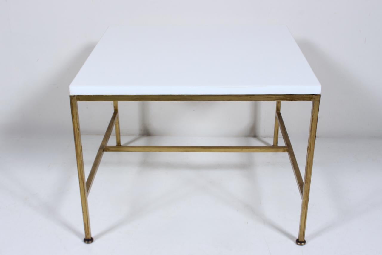 Paul McCobb Irwin Collection Brass & White Glass Occasional Table, C. 1952 In Good Condition For Sale In Bainbridge, NY