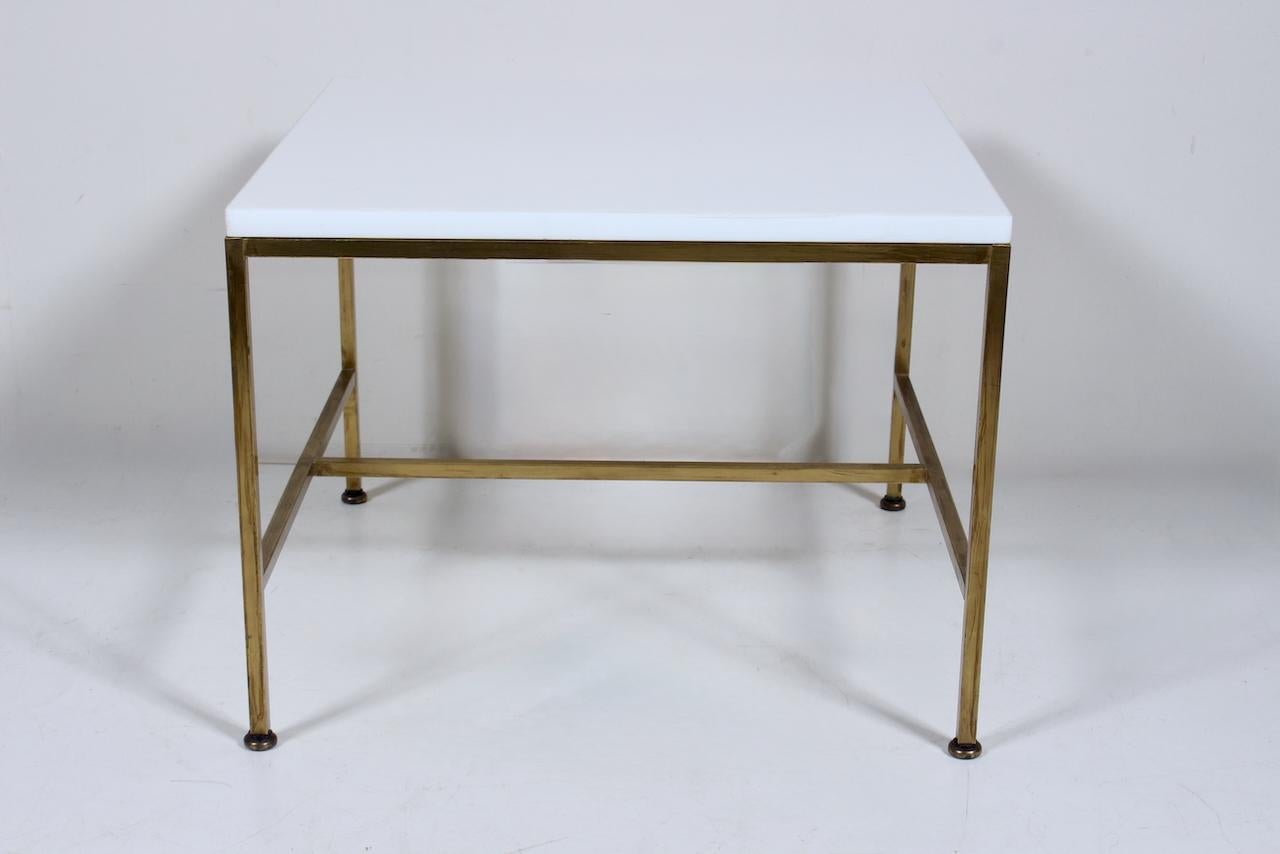 American Paul McCobb Irwin Collection Brass & White Glass Occasional Table, C. 1952 For Sale