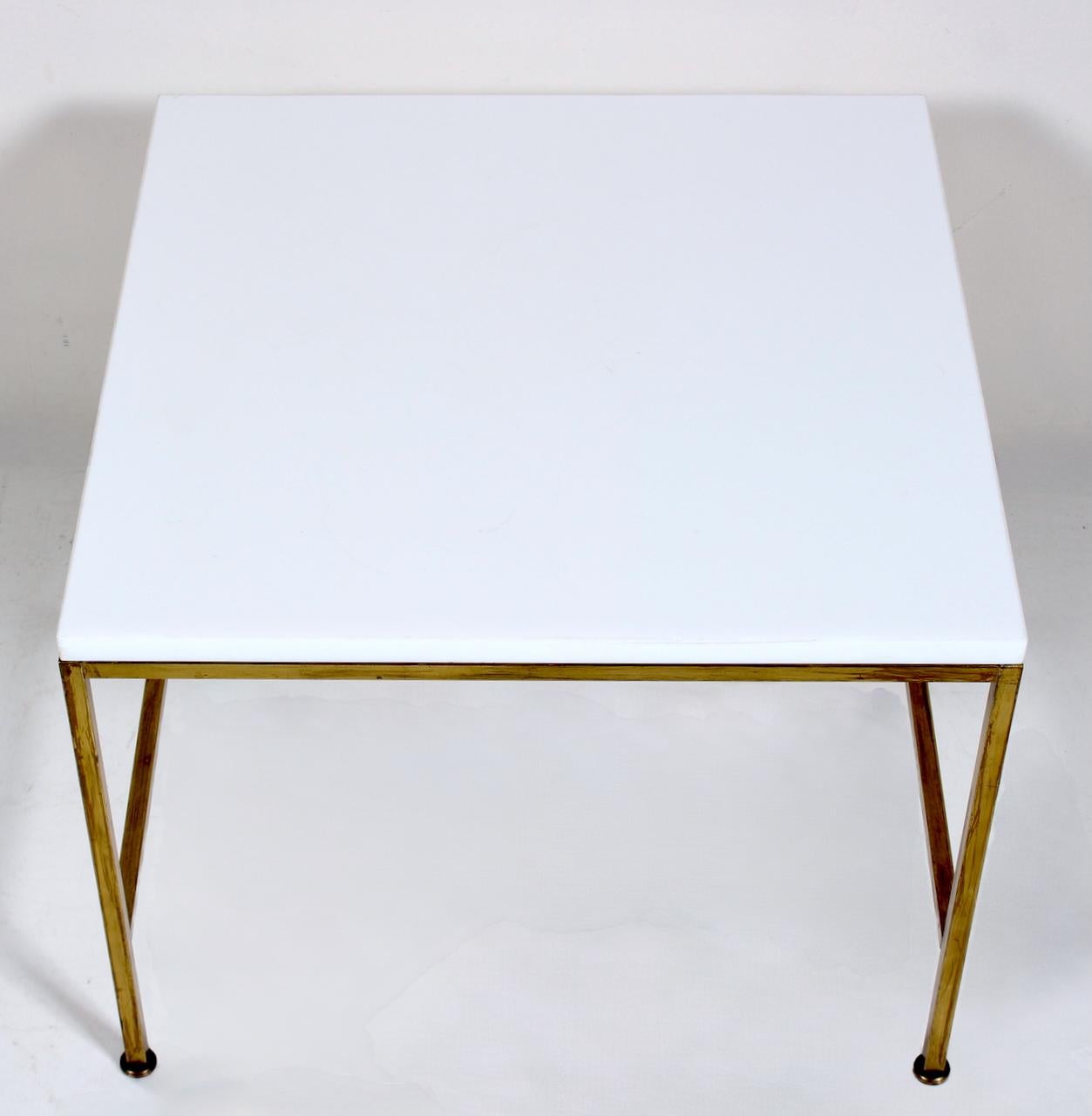 Mid-20th Century Paul McCobb Irwin Collection Brass & White Glass Occasional Table, C. 1952 For Sale