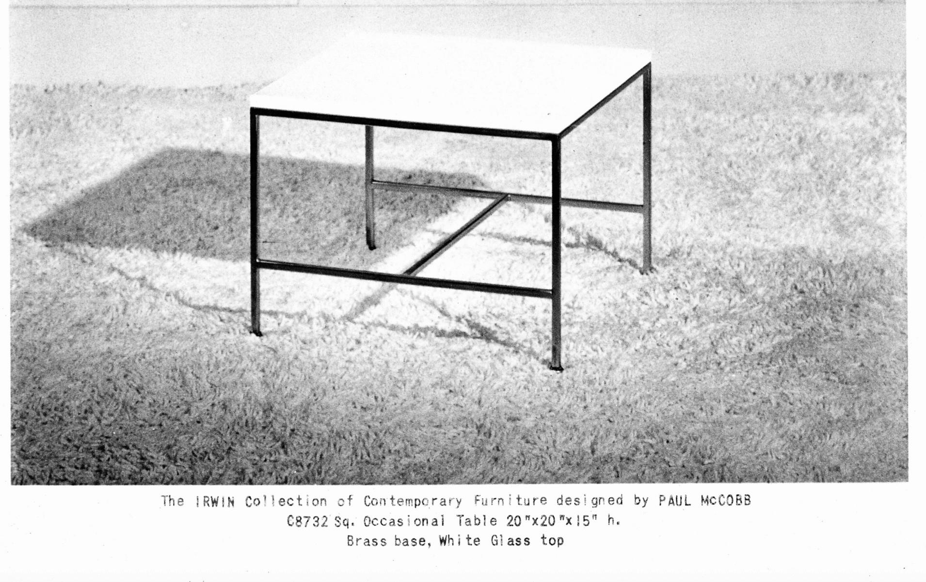 Paul McCobb Irwin Collection Brass & White Glass Occasional Table, C. 1952 For Sale 13