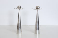 Pair of Giuliano Malimpensa for Mesa Italy Silverplate Starburst Candlesticks